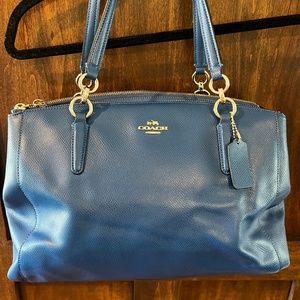 Coach Blue Leather Double Zip Tote